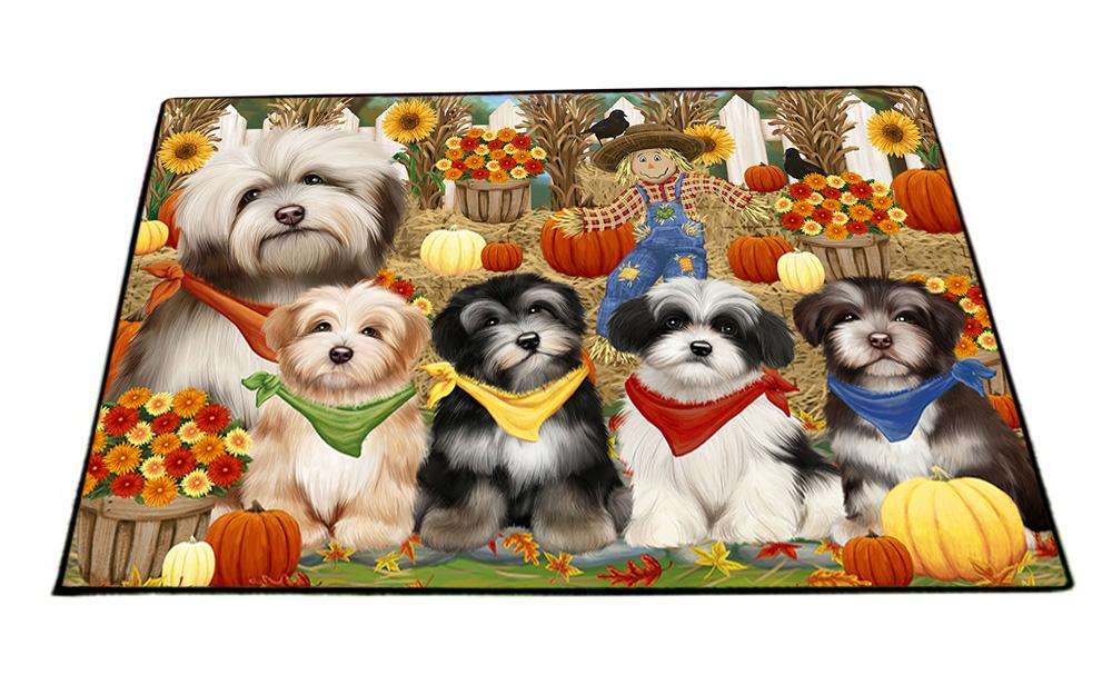 Fall Festive Gathering Havaneses Dog with Pumpkins Floormat FLMS50733