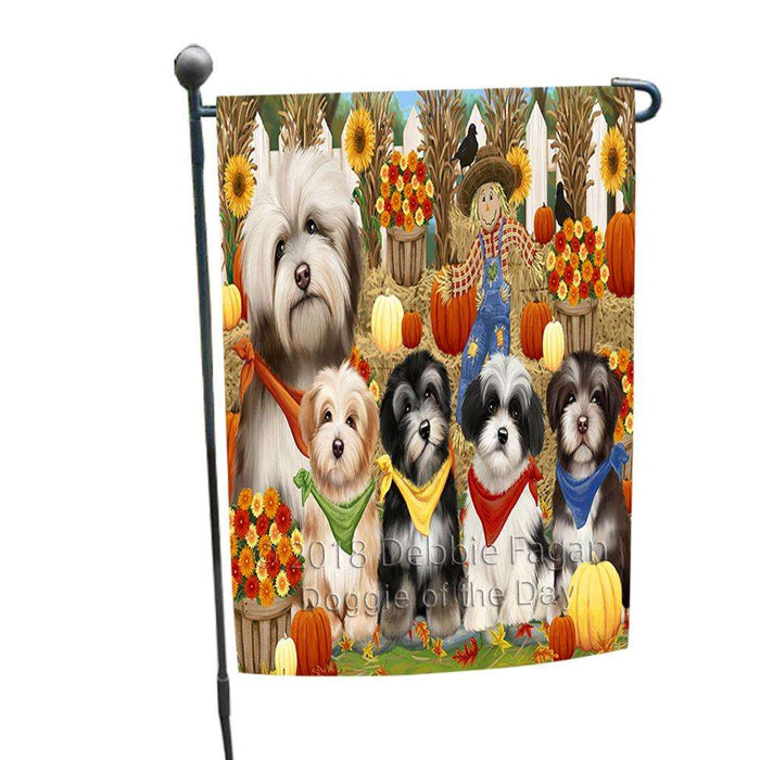 Fall Festive Gathering Havaneses Dog with Pumpkins Garden Flag GFLG0528