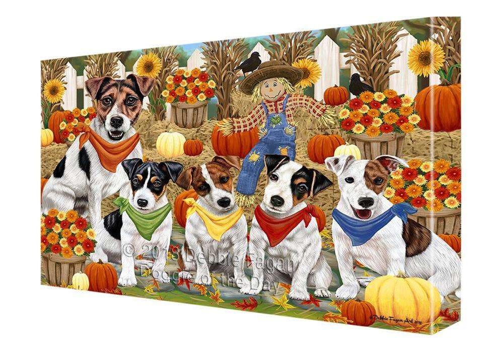 Fall Festive Gathering Jack Russell Terriers Dog with Pumpkins Canvas Print Wall Art Décor CVS72053
