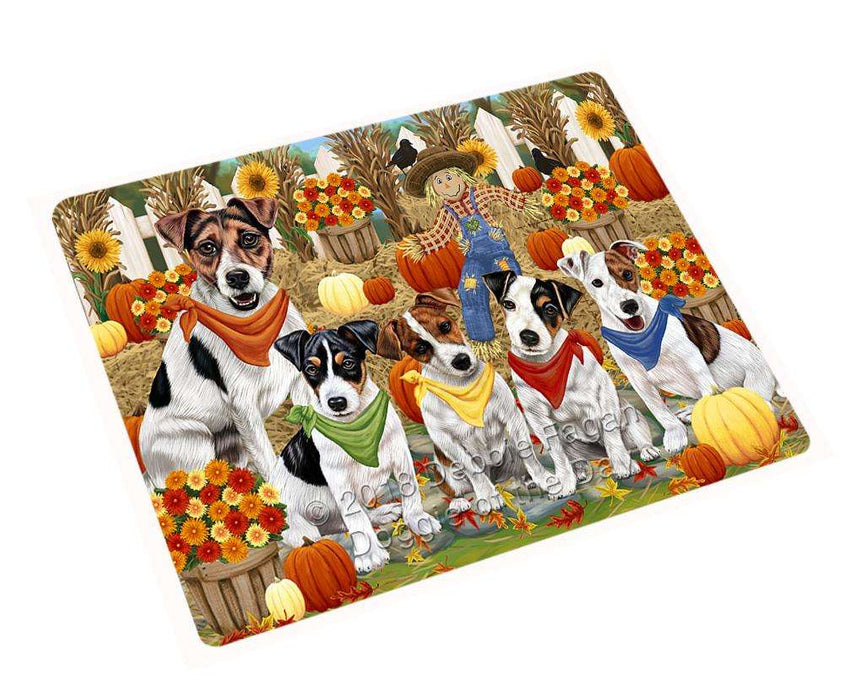 Fall Festive Gathering Jack Russell Terriers Dog with Pumpkins Cutting Board C55968