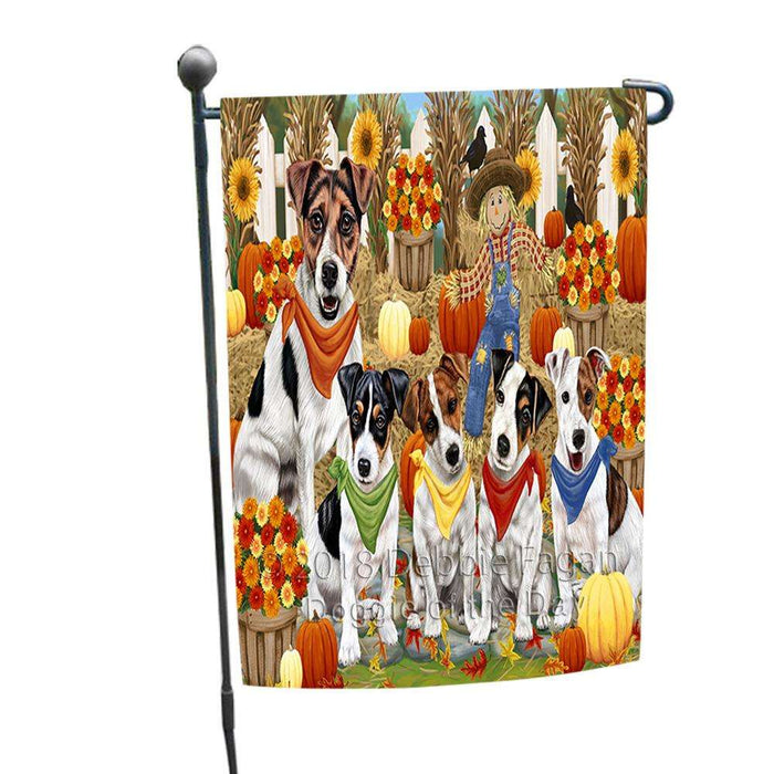 Fall Festive Gathering Jack Russell Terriers Dog with Pumpkins Garden Flag GFLG0529
