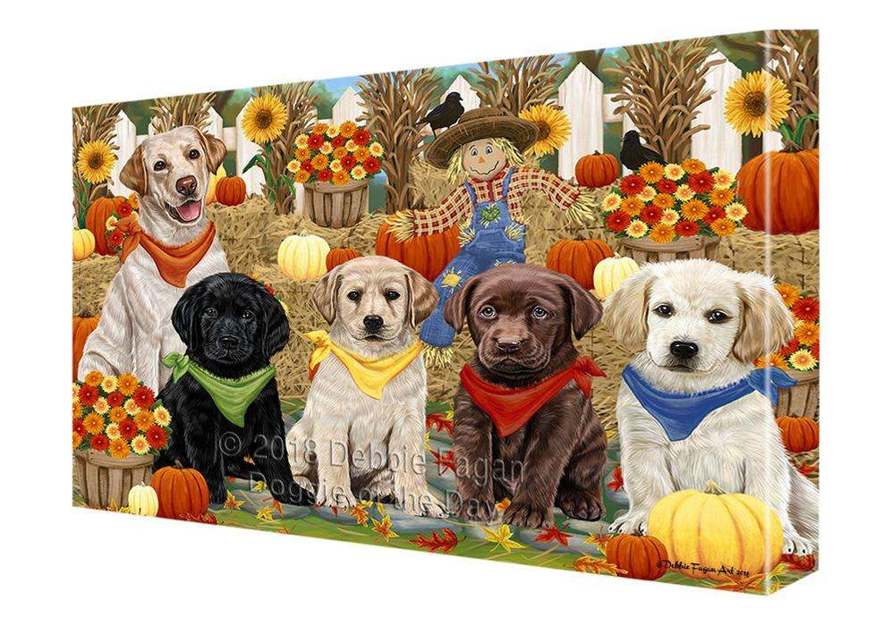 Fall Festive Gathering Labrador Retrievers Dog with Pumpkins Canvas Print Wall Art Décor CVS72062