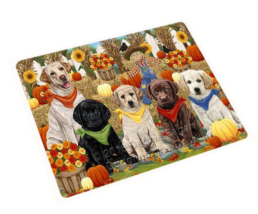 Fall Festive Gathering Labrador Retrievers Dog with Pumpkins Cutting Board C55971
