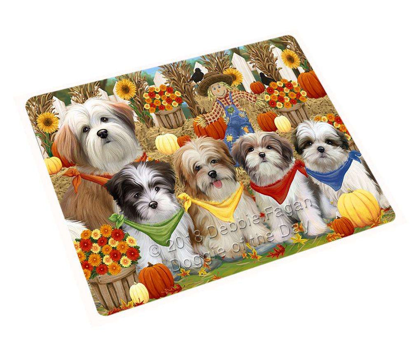 Fall Festive Gathering Malti Tzus Dog with Pumpkins Cutting Board C55980