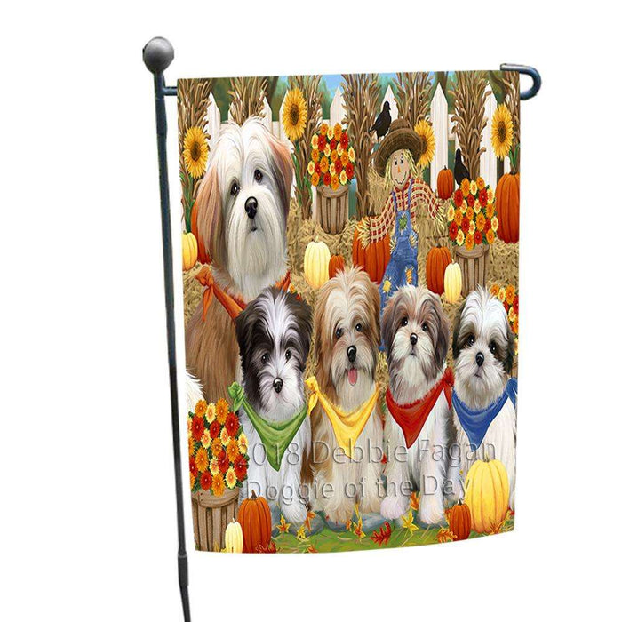 Fall Festive Gathering Malti Tzus Dog with Pumpkins Garden Flag GFLG0533