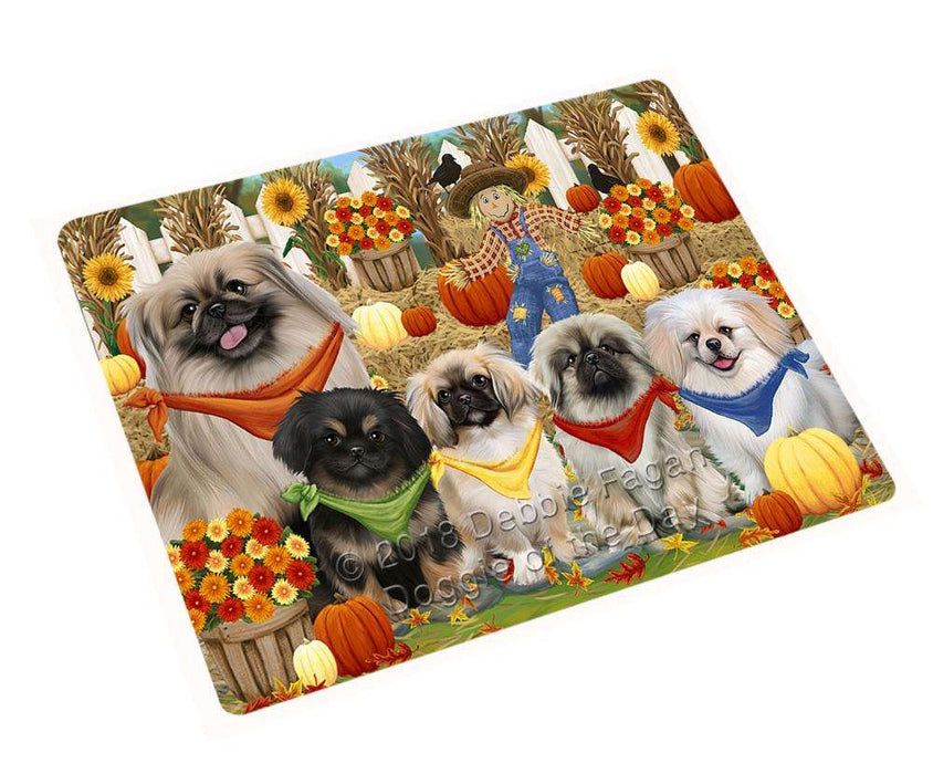 Fall Festive Gathering Pekingeses Dog with Pumpkins Cutting Board C55986