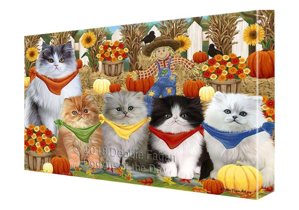 Fall Festive Gathering Persian Cats with Pumpkins Canvas Print Wall Art Décor CVS73340
