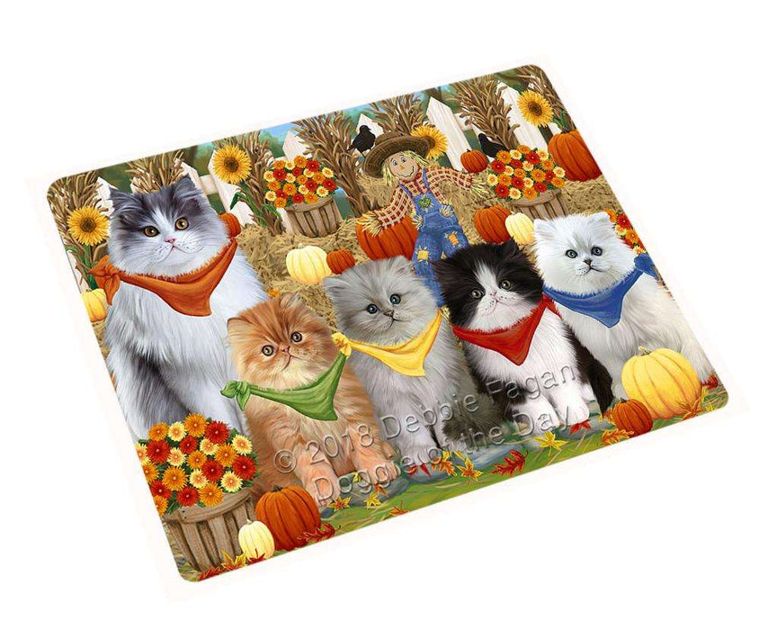 Fall Festive Gathering Persian Cats with Pumpkins Cutting Board C56397