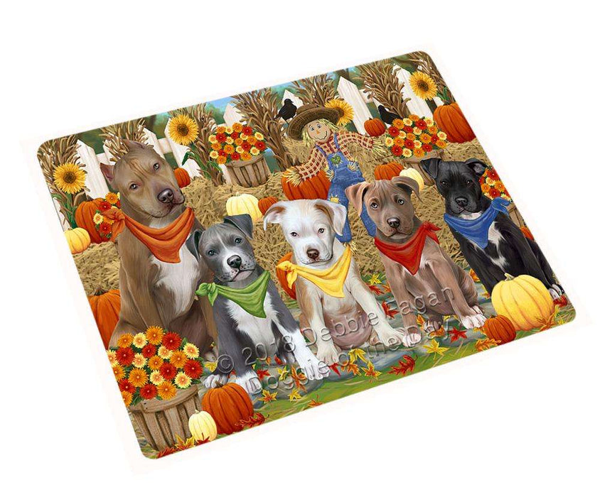 Fall Festive Gathering Pit Bulls Dog with Pumpkins Cutting Board C56400