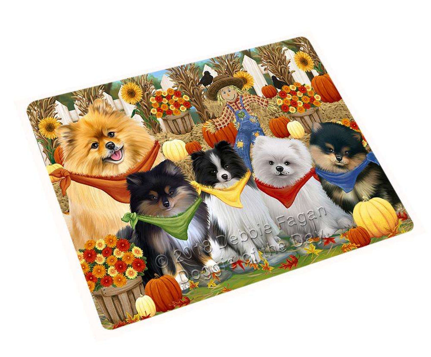 Fall Festive Gathering Pomeranians Dog with Pumpkins Cutting Board C56403