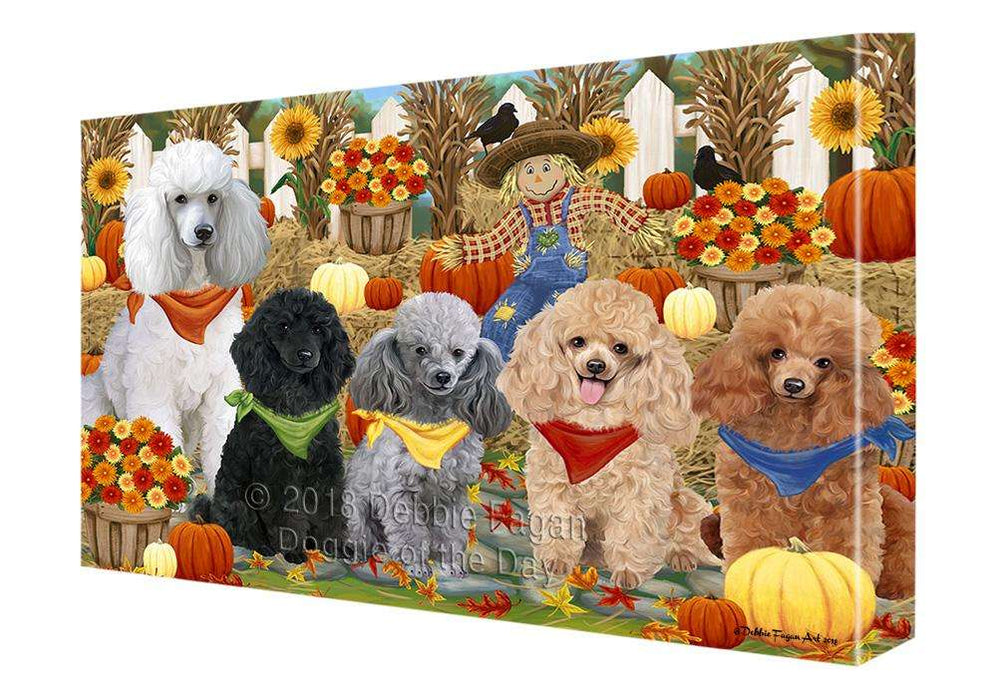 Fall Festive Gathering Poodles Dog with Pumpkins Canvas Print Wall Art Décor CVS73367