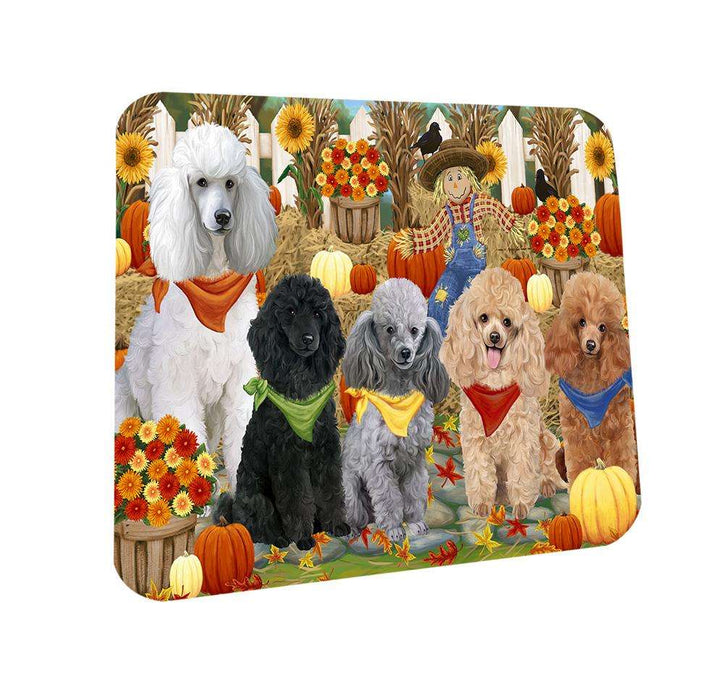 Fall Festive Gathering Poodles Dog with Pumpkins Coasters Set of 4 CST50741