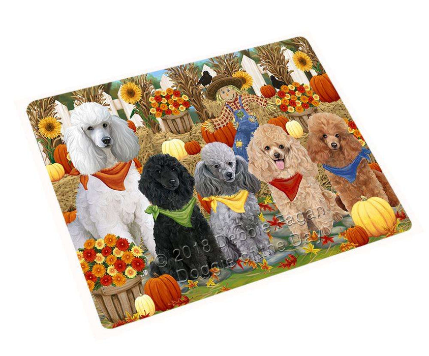 Fall Festive Gathering Poodles Dog with Pumpkins Cutting Board C56406