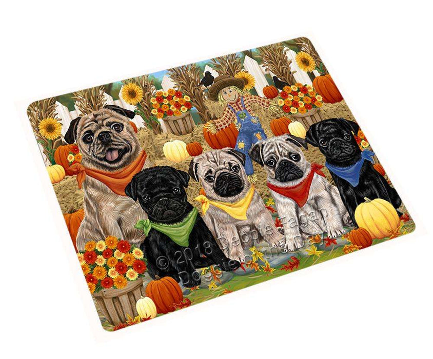 Fall Festive Gathering Pugs Dog with Pumpkins Cutting Board C56409