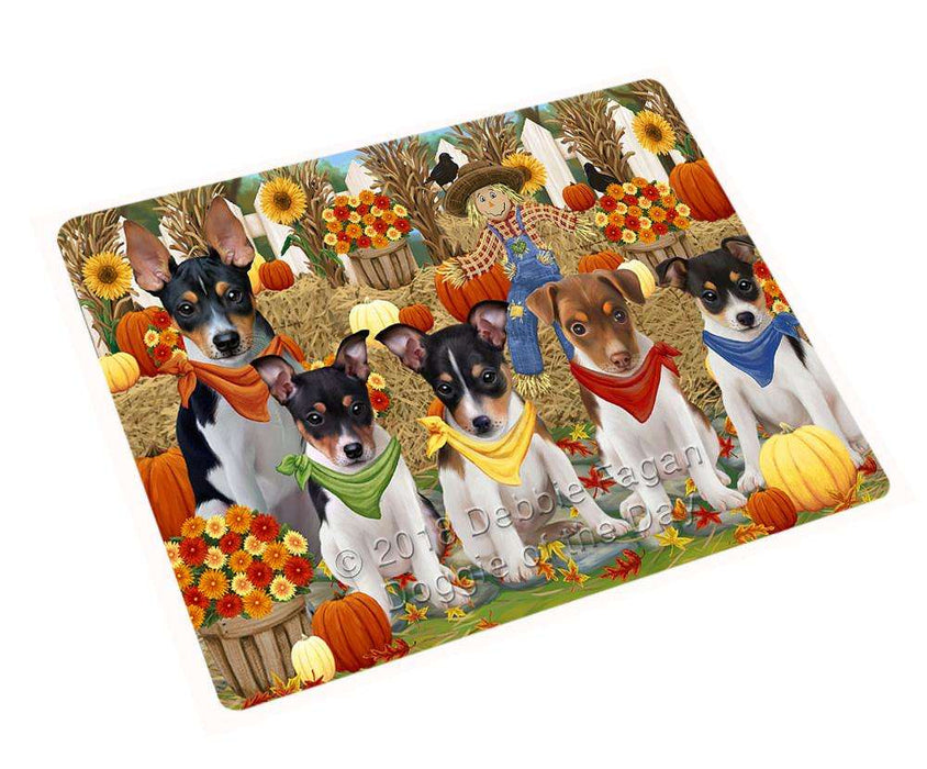 Fall Festive Gathering Rat Terriers Dog with Pumpkins Cutting Board C56412