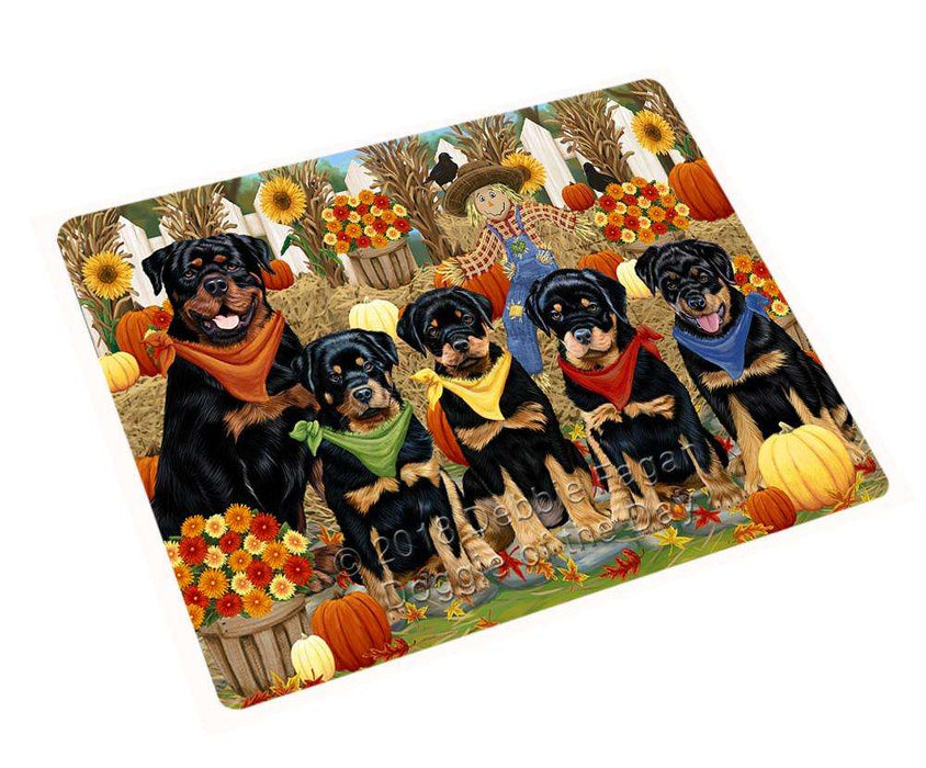 Fall Festive Gathering Rottweilers Dog with Pumpkins Cutting Board C56418