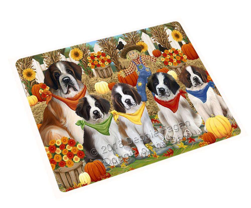Fall Festive Gathering Saint Bernards Dog with Pumpkins Cutting Board C56421
