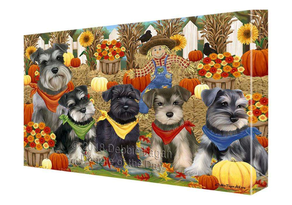Fall Festive Gathering Schnauzers Dog with Pumpkins Canvas Print Wall Art Décor CVS73430