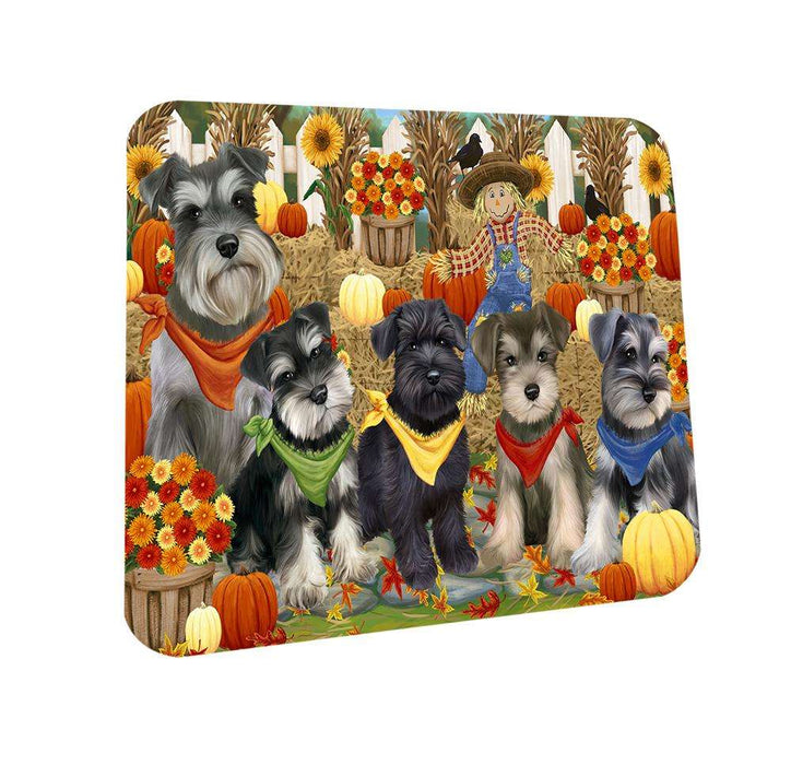 Fall Festive Gathering Schnauzers Dog with Pumpkins Coasters Set of 4 CST50748