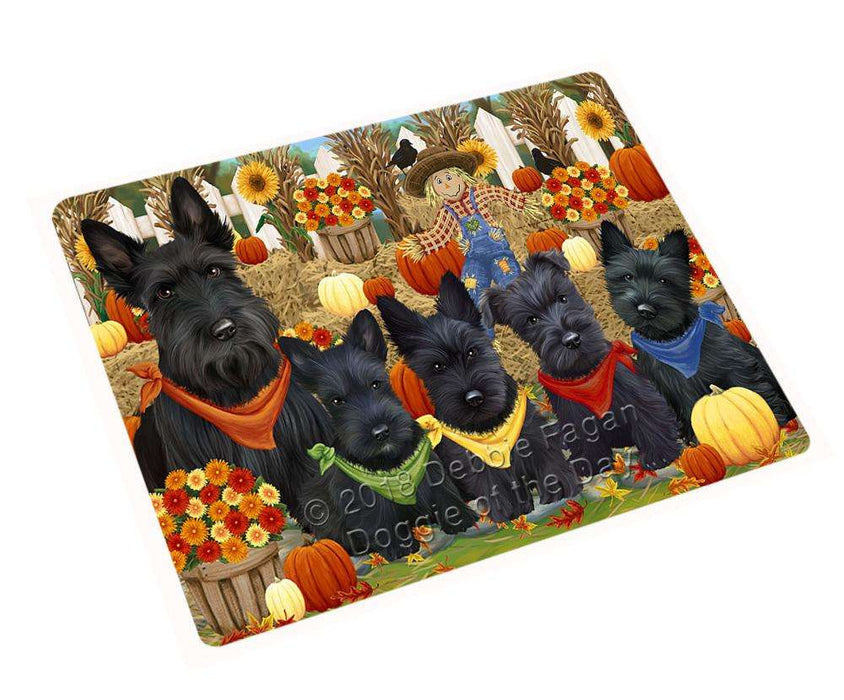 Fall Festive Gathering Scottish Terriers Dog with Pumpkins Cutting Board C56430