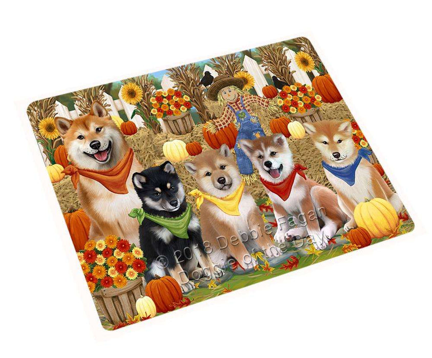 Fall Festive Gathering Shiba Inus Dog with Pumpkins Cutting Board C56439