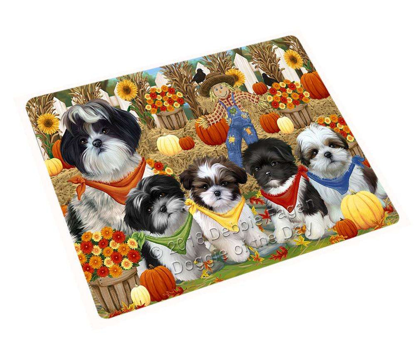Fall Festive Gathering Shih Tzus Dog with Pumpkins Cutting Board C56442