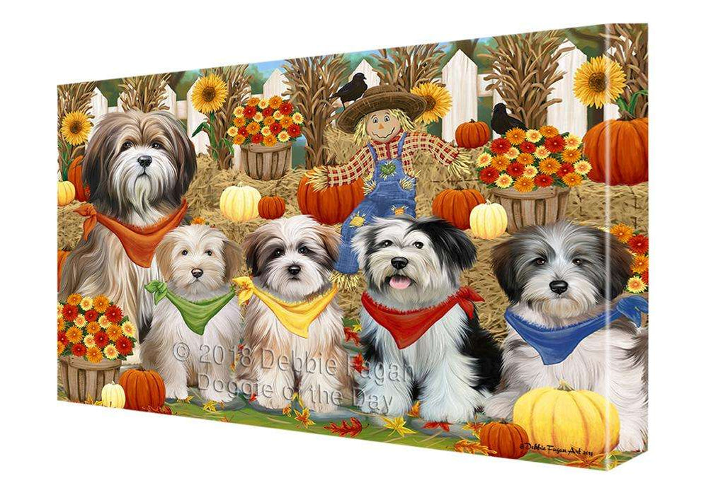 Fall Festive Gathering Tibetan Terriers Dog with Pumpkins Canvas Print Wall Art Décor CVS73493