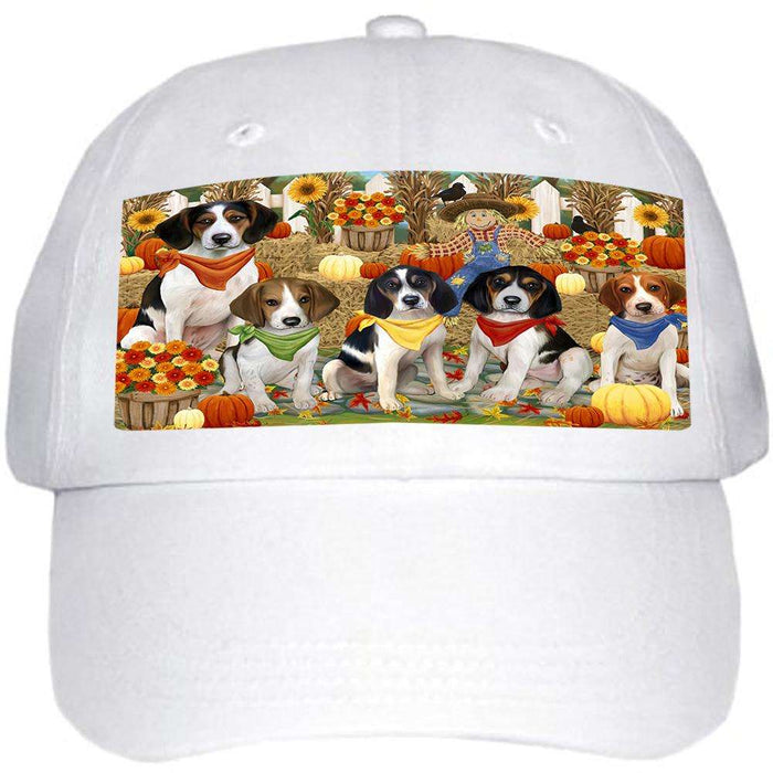 Fall Festive Gathering Treeing Walker Coonhounds Dog with Pumpkins Ball Hat Cap HAT56160