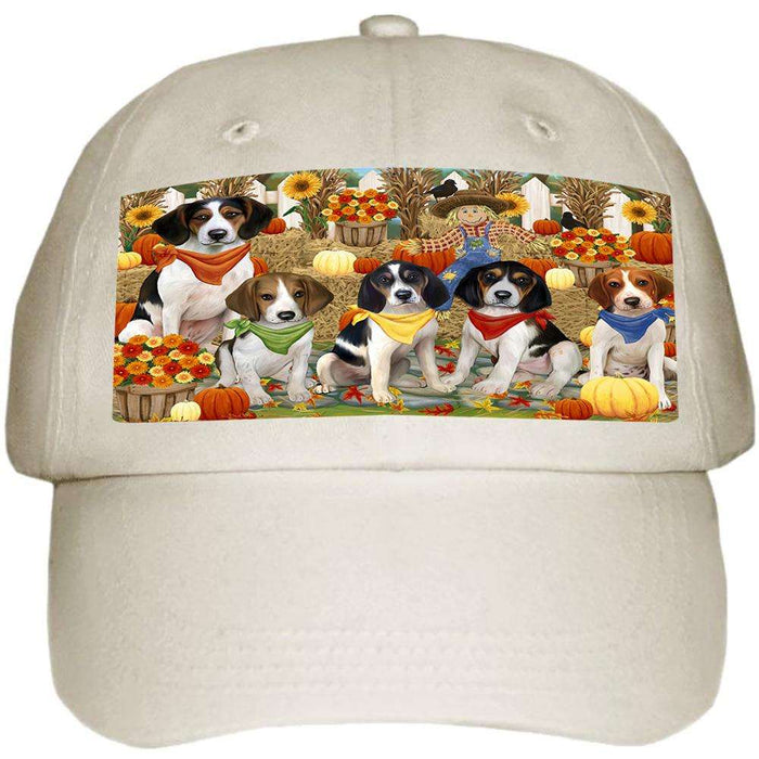 Fall Festive Gathering Treeing Walker Coonhounds Dog with Pumpkins Ball Hat Cap HAT56160