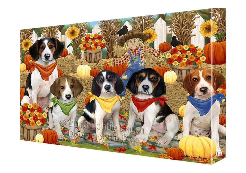 Fall Festive Gathering Treeing Walker Coonhounds Dog with Pumpkins Canvas Print Wall Art Décor CVS73502