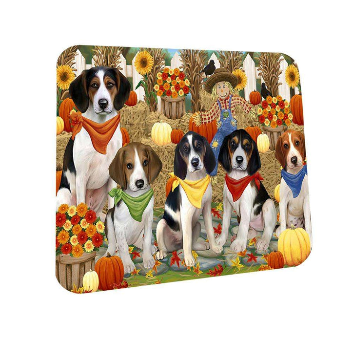 Fall Festive Gathering Treeing Walker Coonhounds Dog with Pumpkins Coasters Set of 4 CST50756