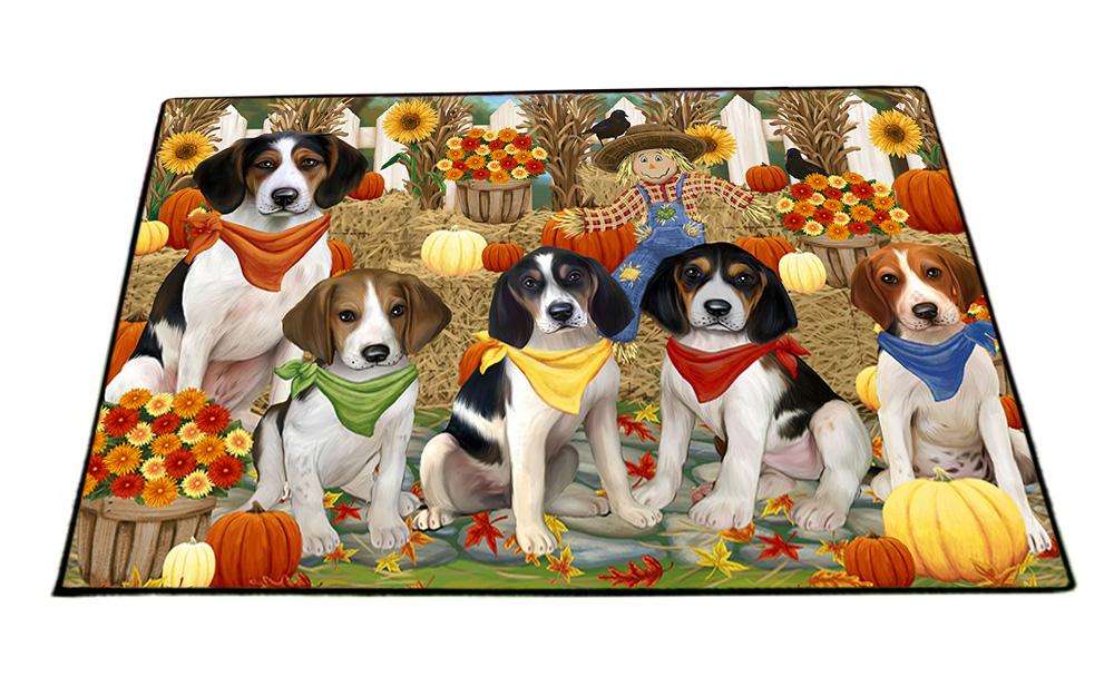 Fall Festive Gathering Treeing Walker Coonhounds Dog with Pumpkins Floormat FLMS50814