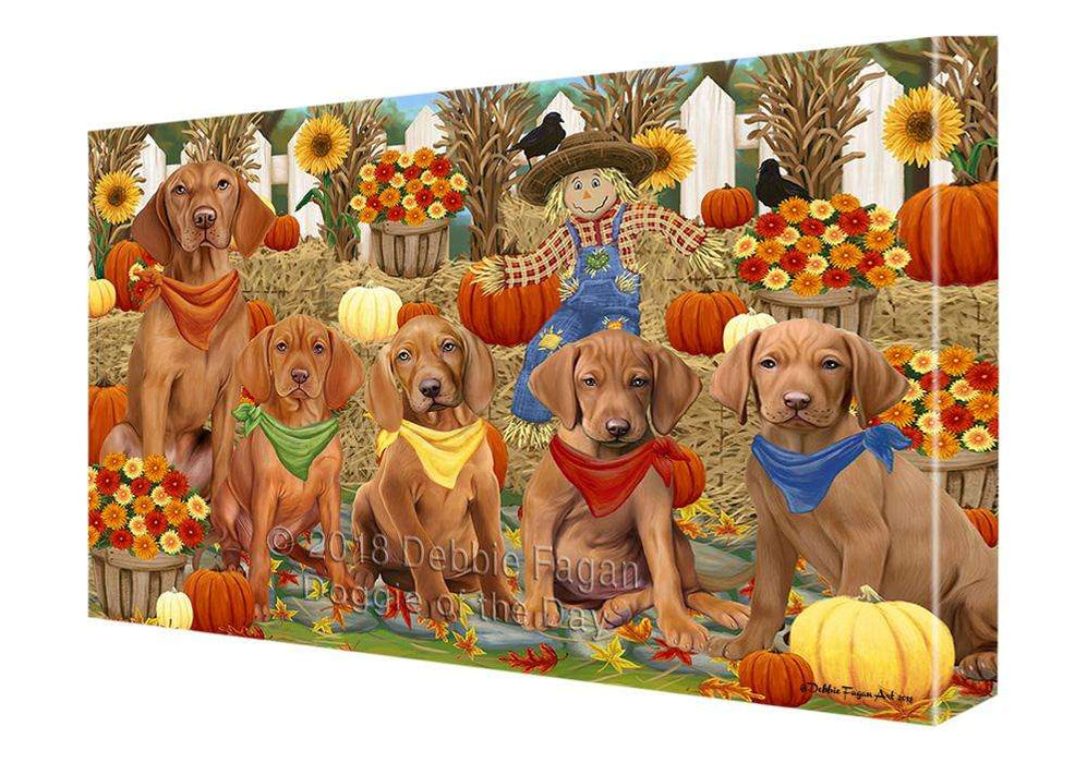 Fall Festive Gathering Vizslas Dog with Pumpkins Canvas Print Wall Art Décor CVS73511