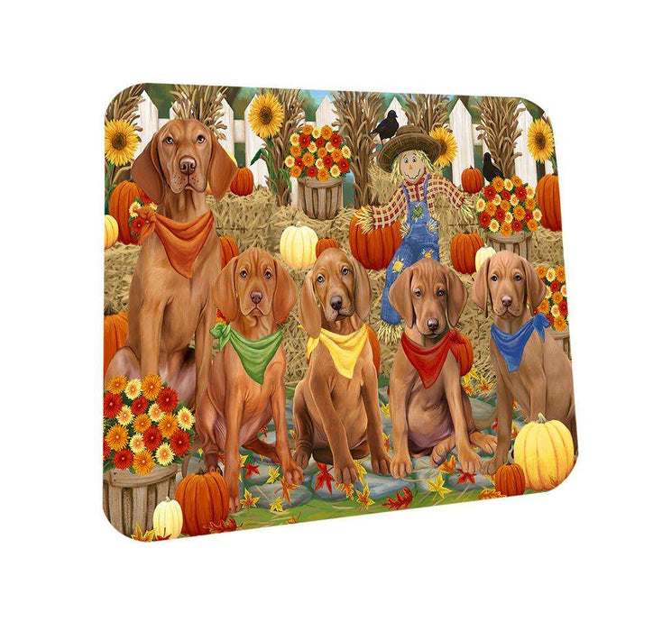 Fall Festive Gathering Vizslas Dog with Pumpkins Coasters Set of 4 CST50757