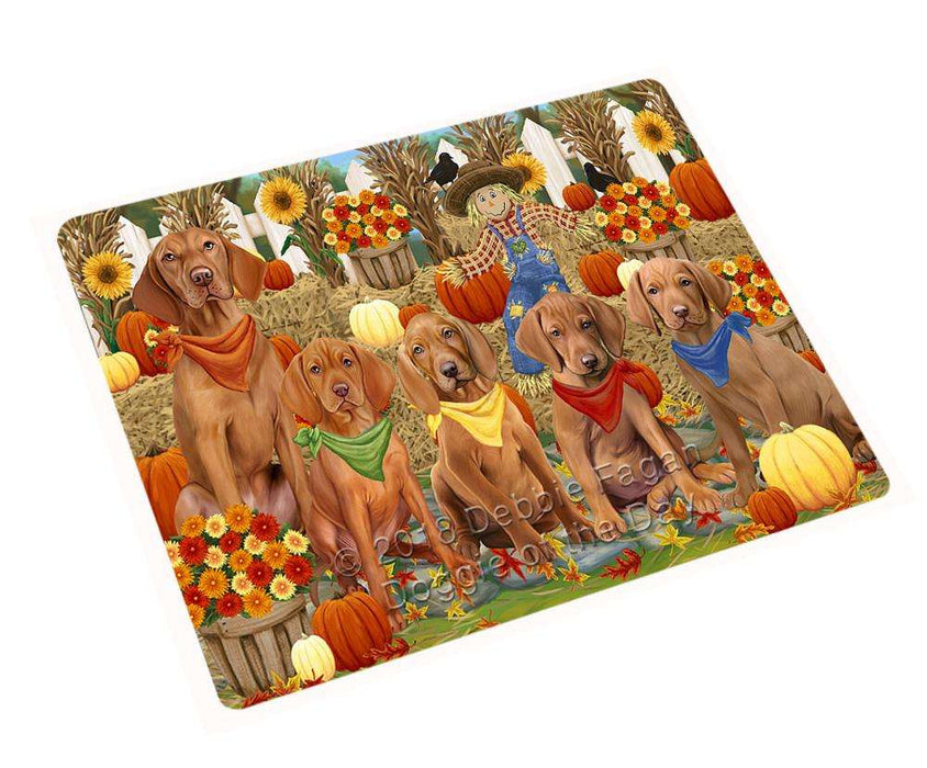 Fall Festive Gathering Vizslas Dog with Pumpkins Cutting Board C56454