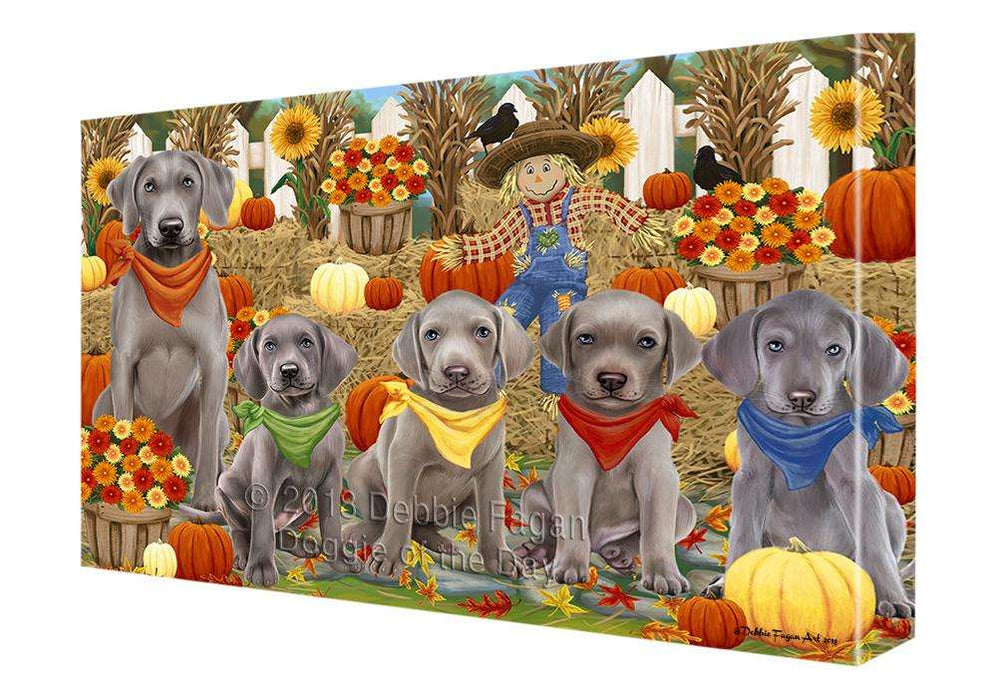 Fall Festive Gathering Weimaraners Dog with Pumpkins Canvas Print Wall Art Décor CVS73520