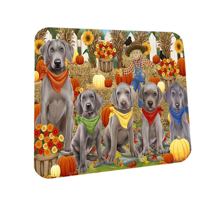 Fall Festive Gathering Weimaraners Dog with Pumpkins Coasters Set of 4 CST50758
