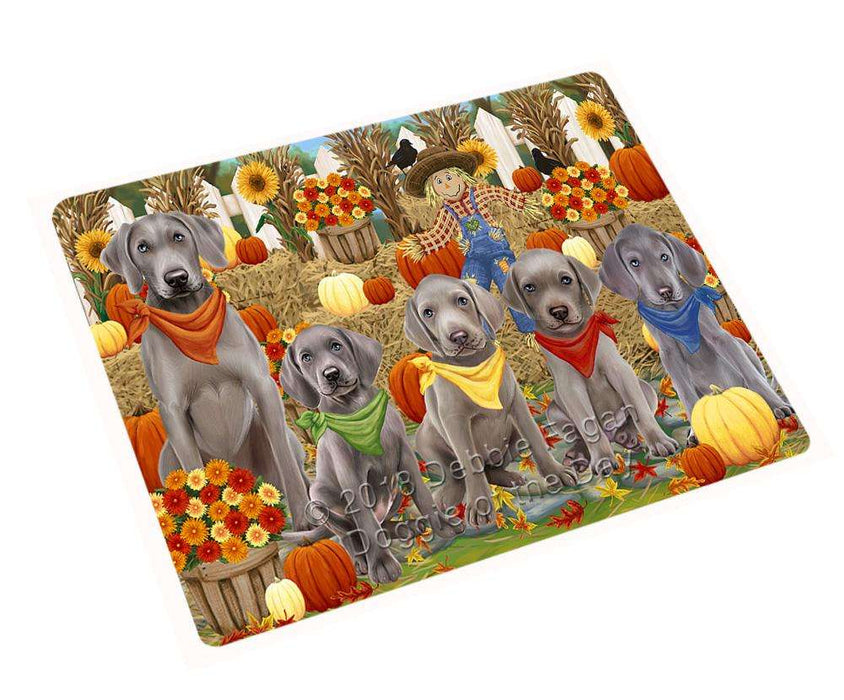 Fall Festive Gathering Weimaraners Dog with Pumpkins Cutting Board C56457