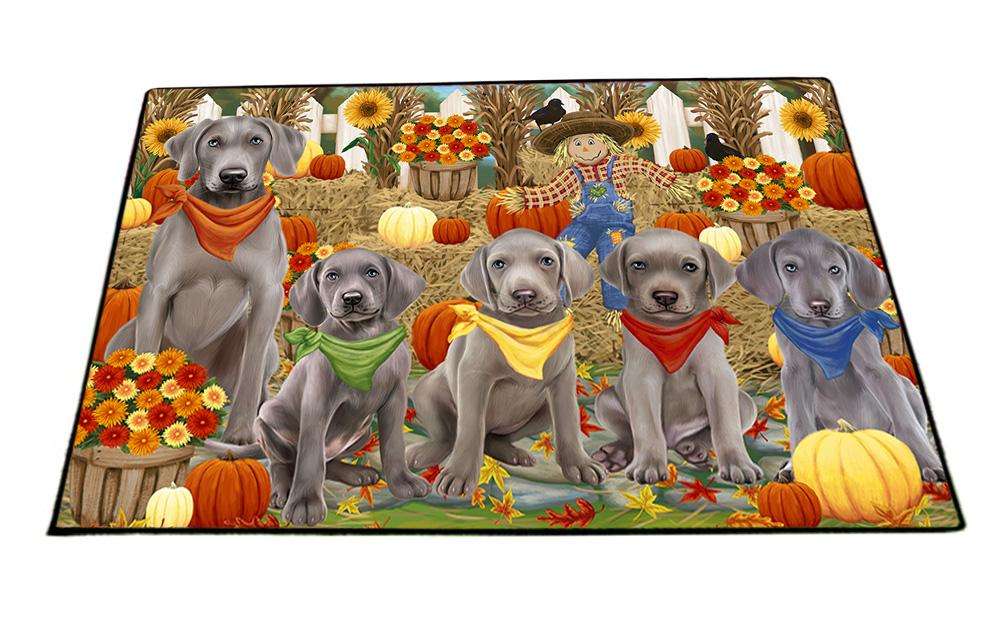 Fall Festive Gathering Weimaraners Dog with Pumpkins Floormat FLMS50820