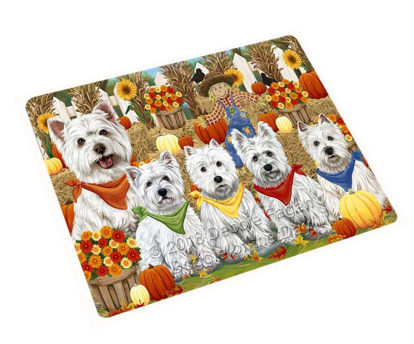 Fall Festive Gathering West Highland Terriers Dog with Pumpkins Cutting Board C56460
