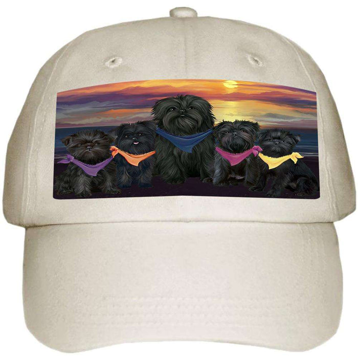 Family Sunset Portrait Affenpinschers Dog Ball Hat Cap HAT54408