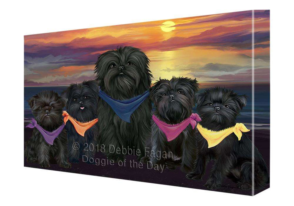 Family Sunset Portrait Affenpinschers Dog Canvas Print Wall Art Décor CVS68245