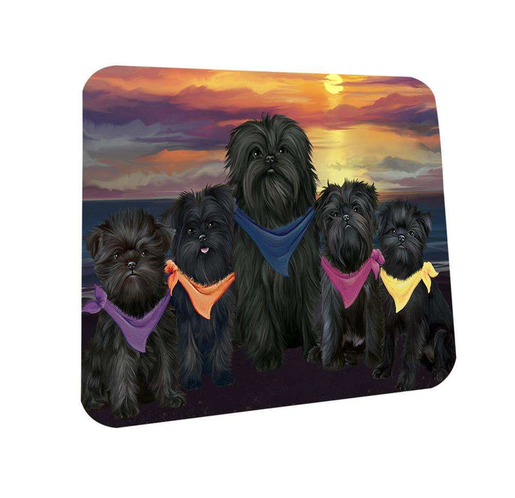 Family Sunset Portrait Affenpinschers Dog Coasters Set of 4 CST50178