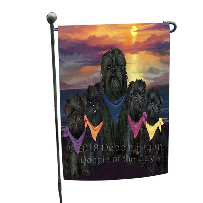 Family Sunset Portrait Affenpinschers Dog Garden Flag GFLG50106