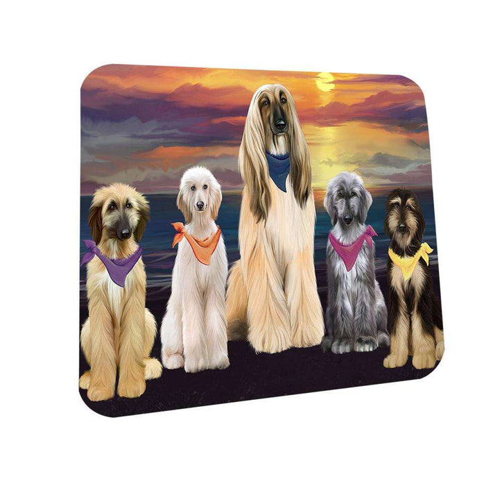 Family Sunset Portrait Afghan Hounds Dog Coasters Set of 4 CST52434