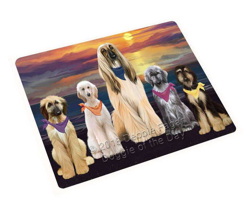 Family Sunset Portrait Afghan Hounds Dog Large Refrigerator / Dishwasher Magnet RMAG75036