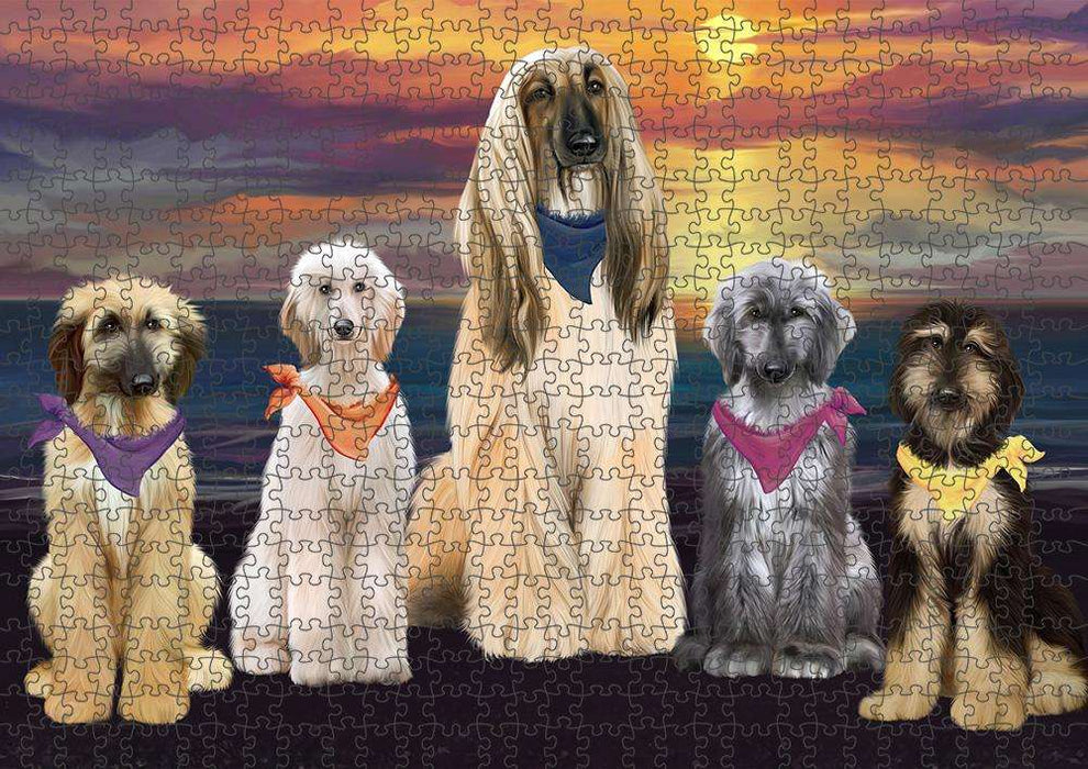 Family Sunset Portrait Afghan Hounds Dog Puzzle with Photo Tin PUZL61356