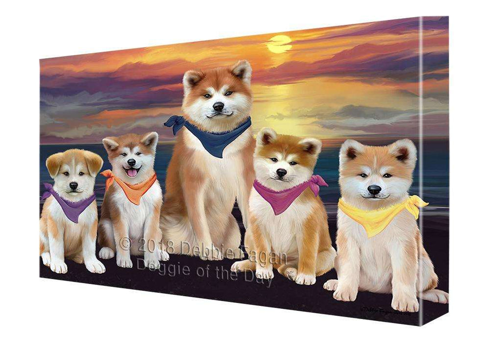 Family Sunset Portrait Akitas Dog Canvas Print Wall Art Décor CVS89081
