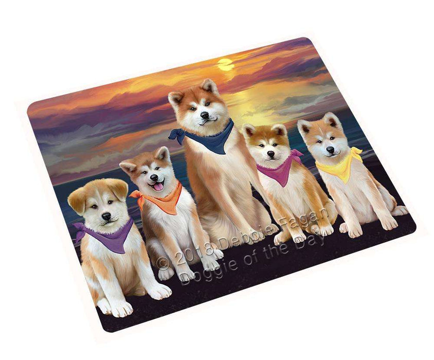 Family Sunset Portrait Akitas Dog Cutting Board C61521