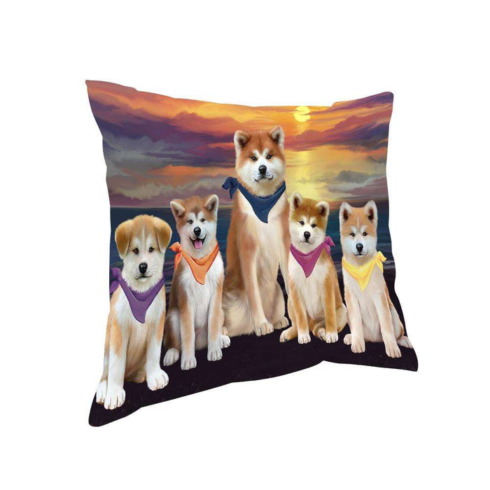 Family Sunset Portrait Akitas Dog Pillow PIL66060